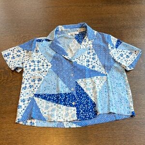 Rose and Olive  blue and white printed blouse